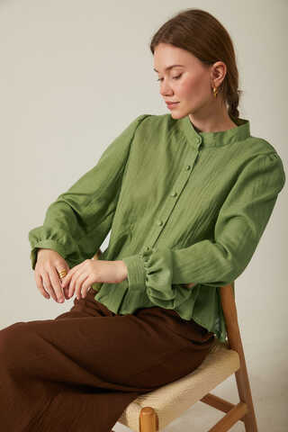 Short Voile Shirt Soft Green - 9
