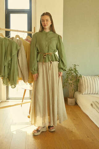 Short Voile Shirt Soft Green - 1