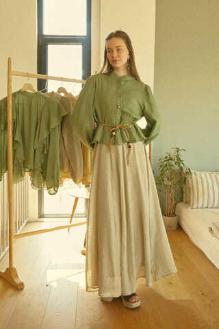 Short Voile Shirt Soft Green - 2