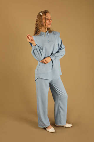 Shoulder Detailed Tunic Suit Baby Blue - 1