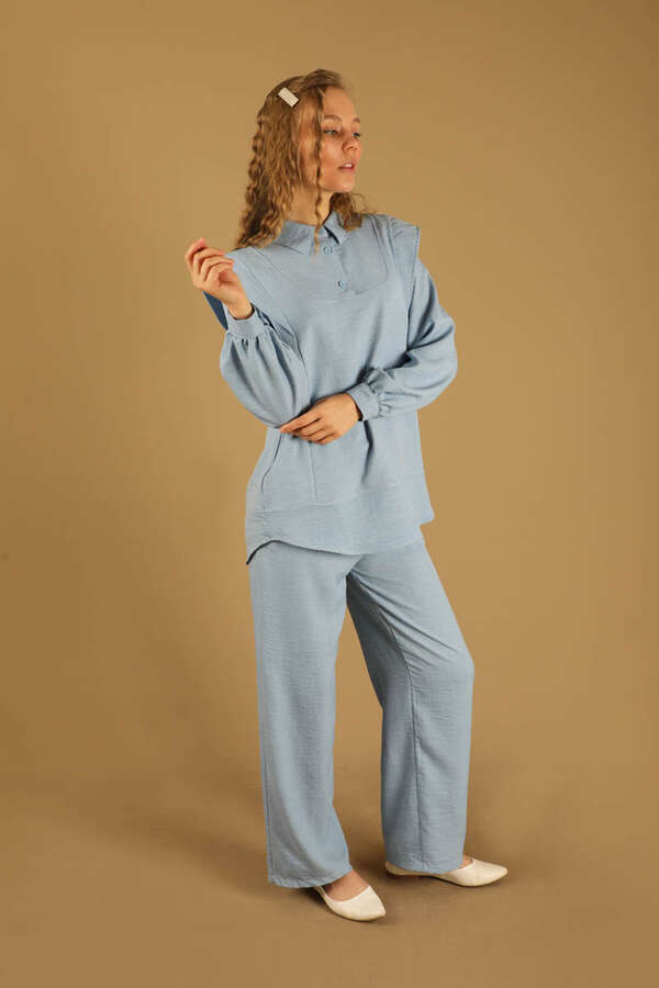 Shoulder Detailed Tunic Suit Baby Blue - 1