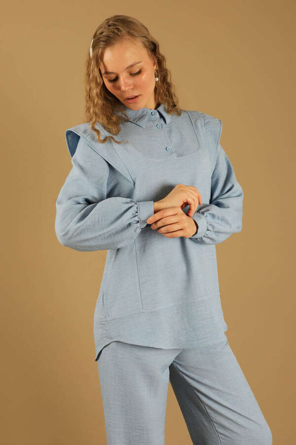 Shoulder Detailed Tunic Suit Baby Blue - 2
