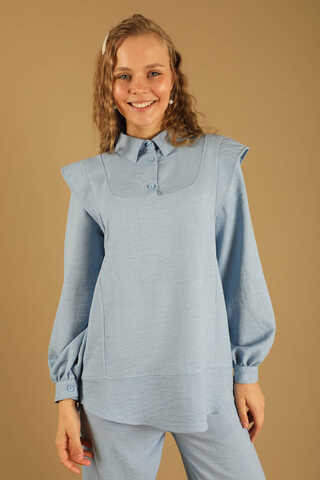 Shoulder Detailed Tunic Suit Baby Blue - 4
