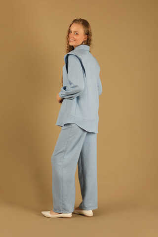 Shoulder Detailed Tunic Suit Baby Blue - 5