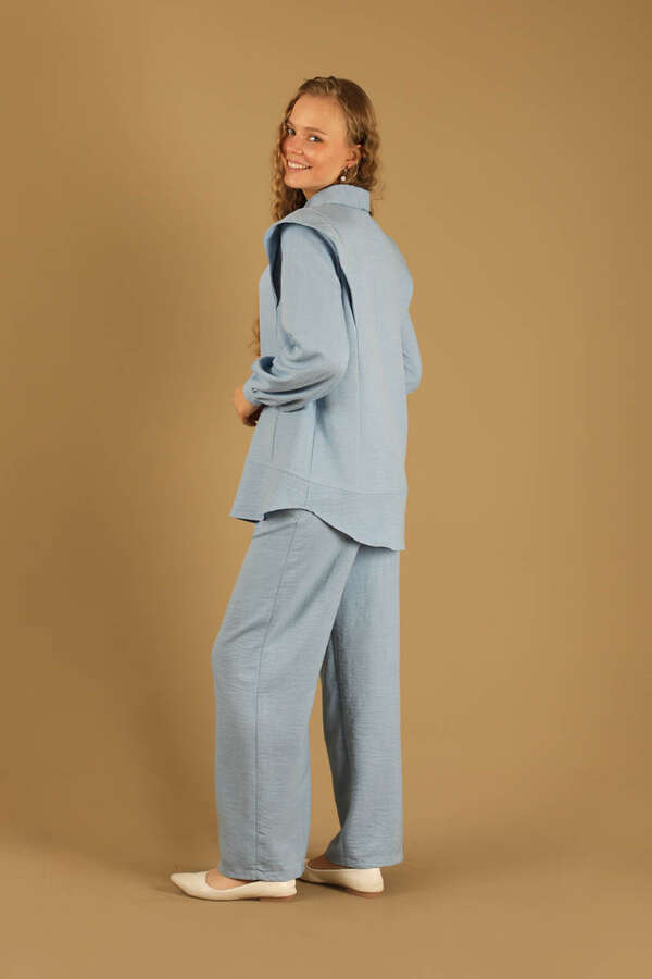 Shoulder Detailed Tunic Suit Baby Blue - 5