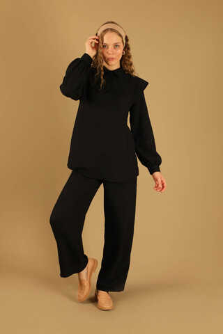 Shoulder Detailed Tunic Suit Black - 1
