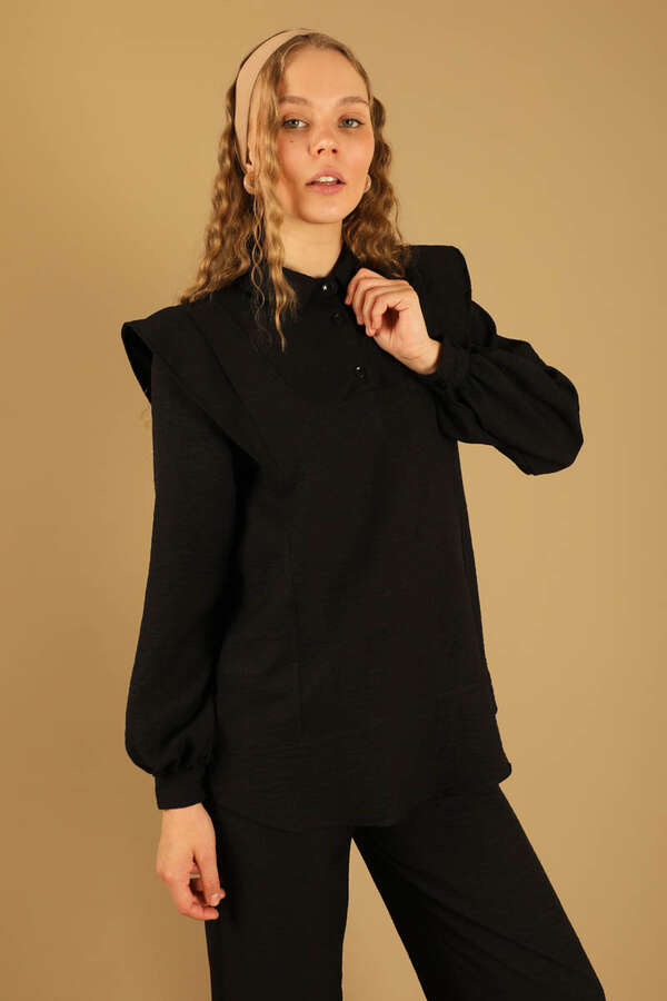 Shoulder Detailed Tunic Suit Black - 2