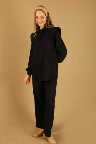 Shoulder Detailed Tunic Suit Black - 3