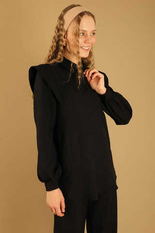 Shoulder Detailed Tunic Suit Black - 4