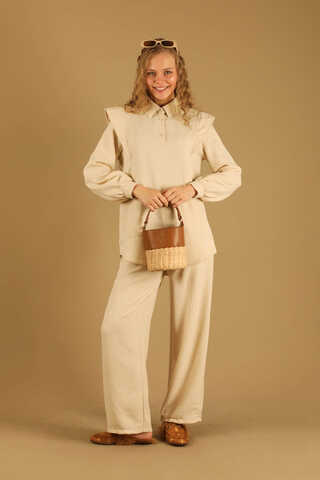 Shoulder Detailed Tunic Suit Cream - 1