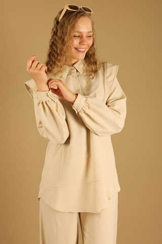 Shoulder Detailed Tunic Suit Cream - 2