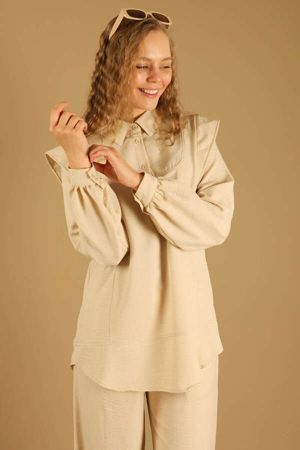 Shoulder Detailed Tunic Suit Cream - 2