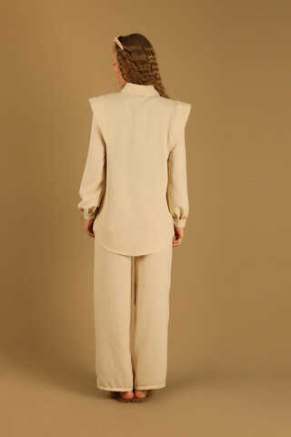 Shoulder Detailed Tunic Suit Cream - 5