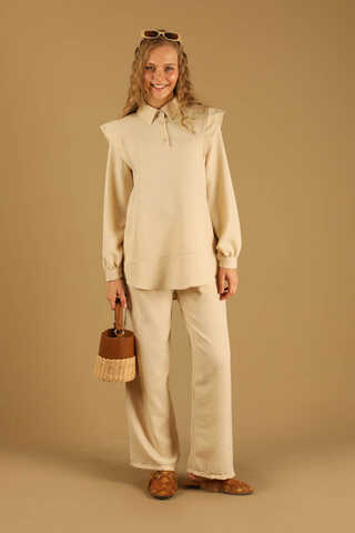 Shoulder Detailed Tunic Suit Cream - 3