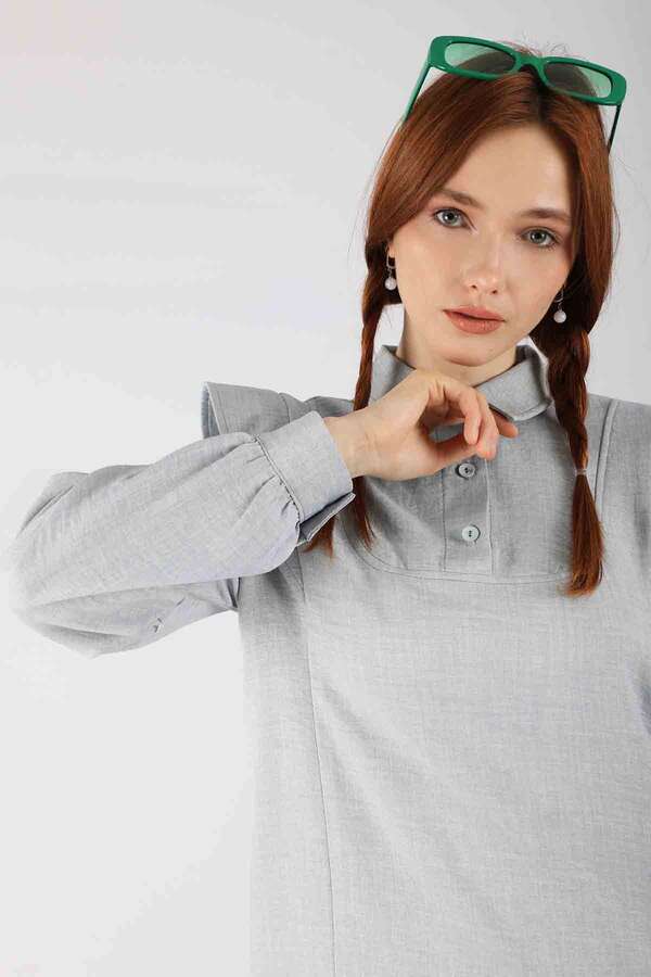 Shoulder Detailed Tunic Suit Grey - 2