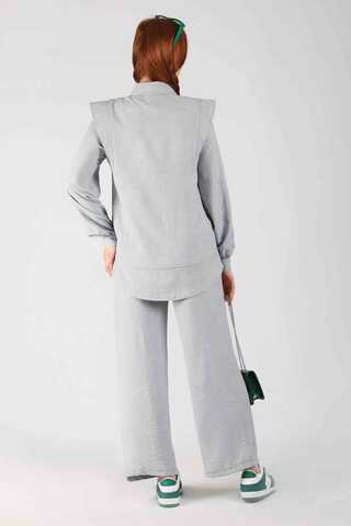 Shoulder Detailed Tunic Suit Grey - 5