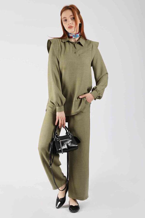 Shoulder Detailed Tunic Suit Khaki - 1