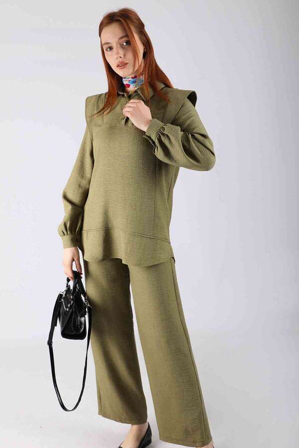 Shoulder Detailed Tunic Suit Khaki - 3