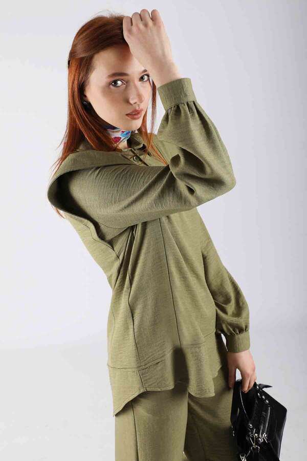 Shoulder Detailed Tunic Suit Khaki - 4