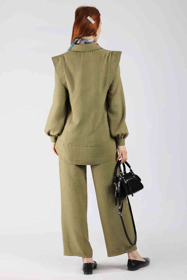 Shoulder Detailed Tunic Suit Khaki - 5
