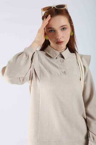 Shoulder Detailed Tunic Suit Stone - 2