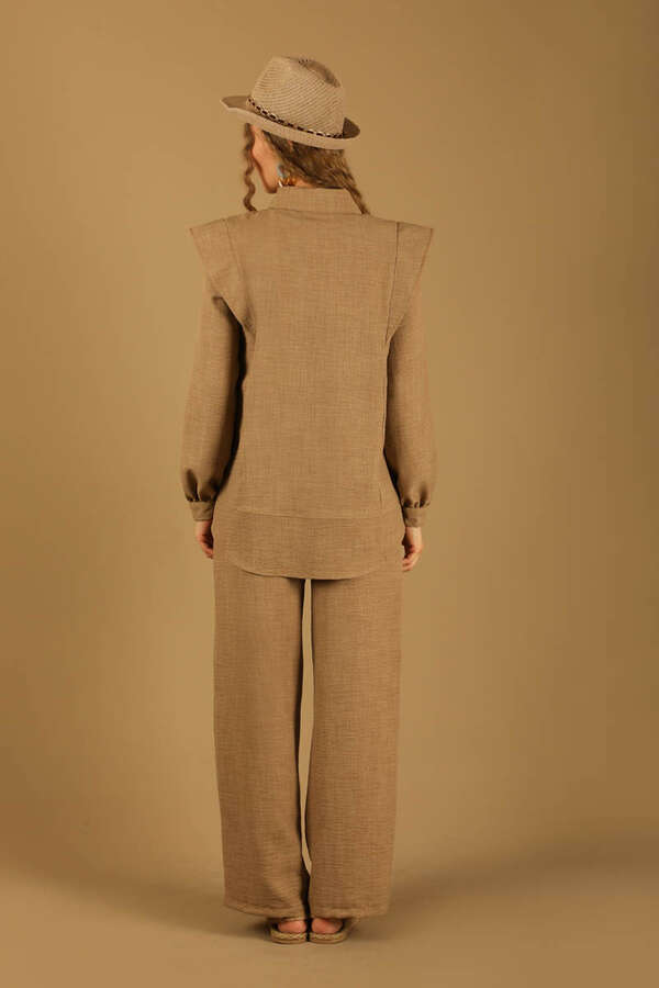Shoulder Detailed Tunic Suit Tan - 5