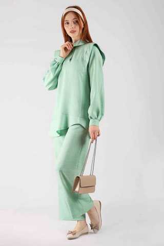 Shoulder Detailed Tunic Suit Water Green - 1