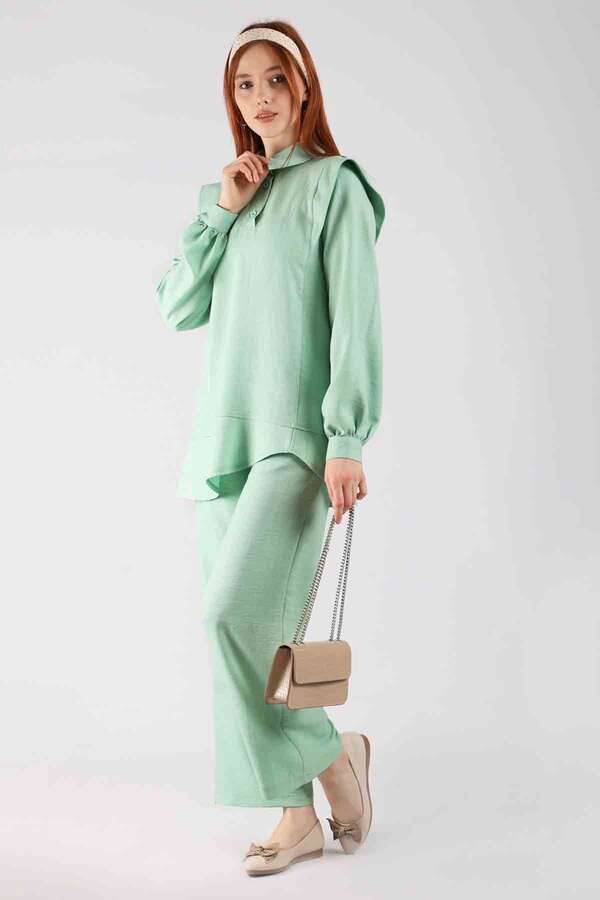 Shoulder Detailed Tunic Suit Water Green - 1