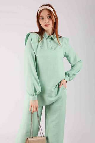 Shoulder Detailed Tunic Suit Water Green - 2