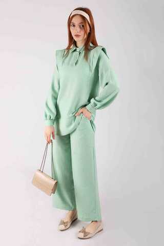 Shoulder Detailed Tunic Suit Water Green - 3