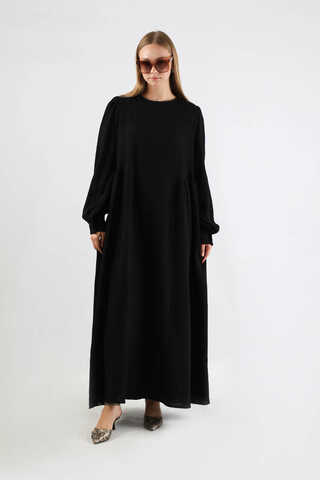 Side Gathered Dress Black - 3