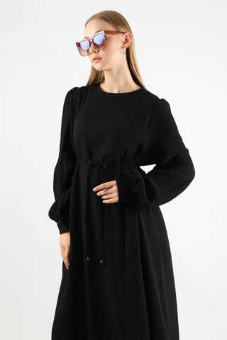 Side Gathered Dress Black - 4