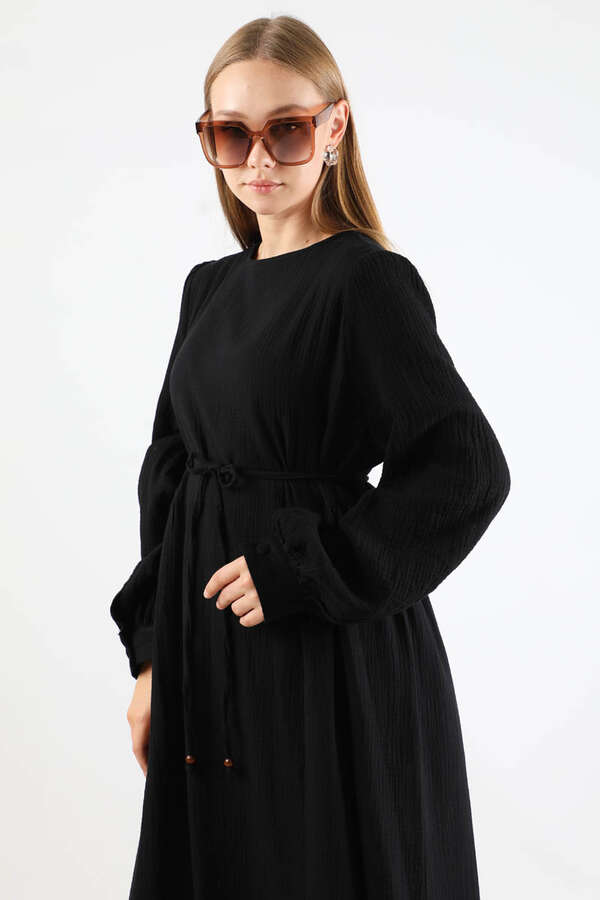 Side Gathered Dress Black - 5