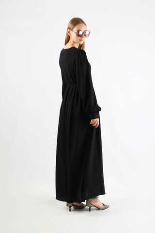 Side Gathered Dress Black - 6
