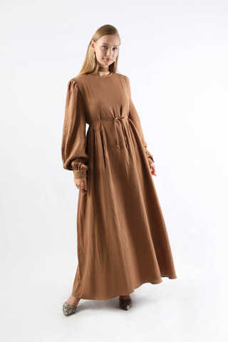 Side Gathered Dress Camel - 5