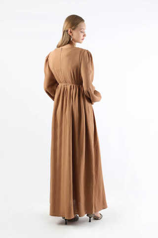 Side Gathered Dress Camel - 6
