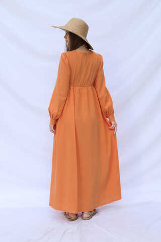 Side Gathered Dress Orange - 12