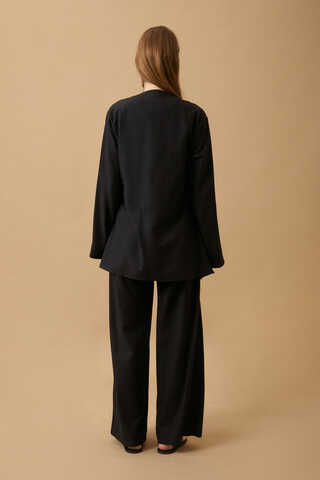 Side Tie Kimono Set Black - 7