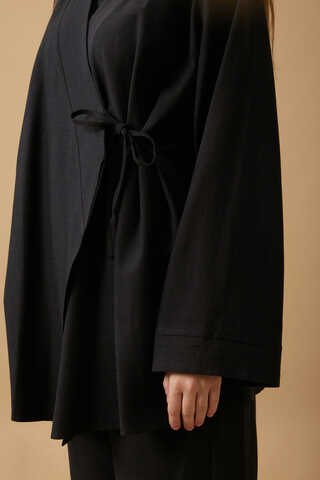 Side Tie Kimono Set Black - 5