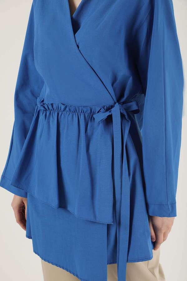 Side Tie Kimono Tunic Blue - 4