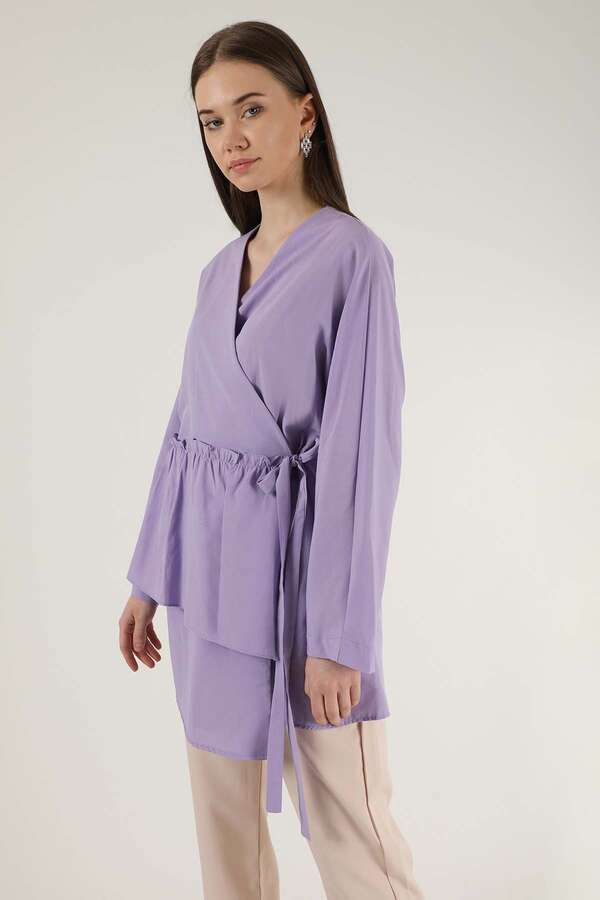 Side Tie Kimono Tunic Lilac - 4