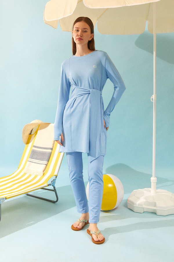 Side Tie Swimsuit Set Baby Blue - 5