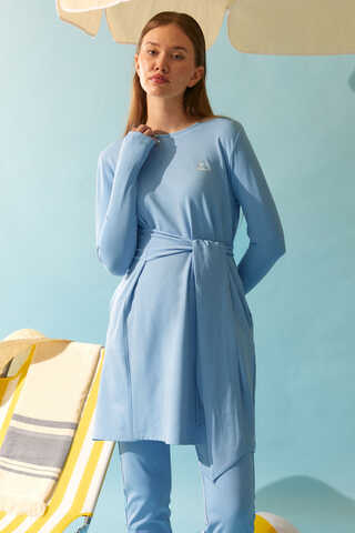 Side Tie Swimsuit Set Baby Blue - 7