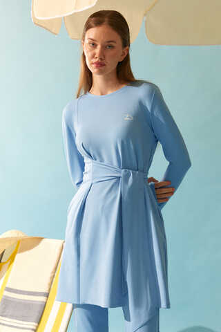 Side Tie Swimsuit Set Baby Blue - 10