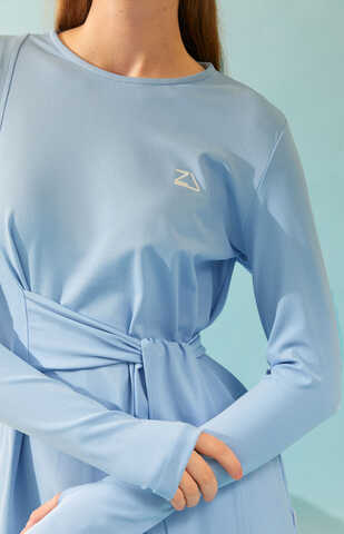 Side Tie Swimsuit Set Baby Blue - 14