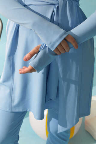 Side Tie Swimsuit Set Baby Blue - 11