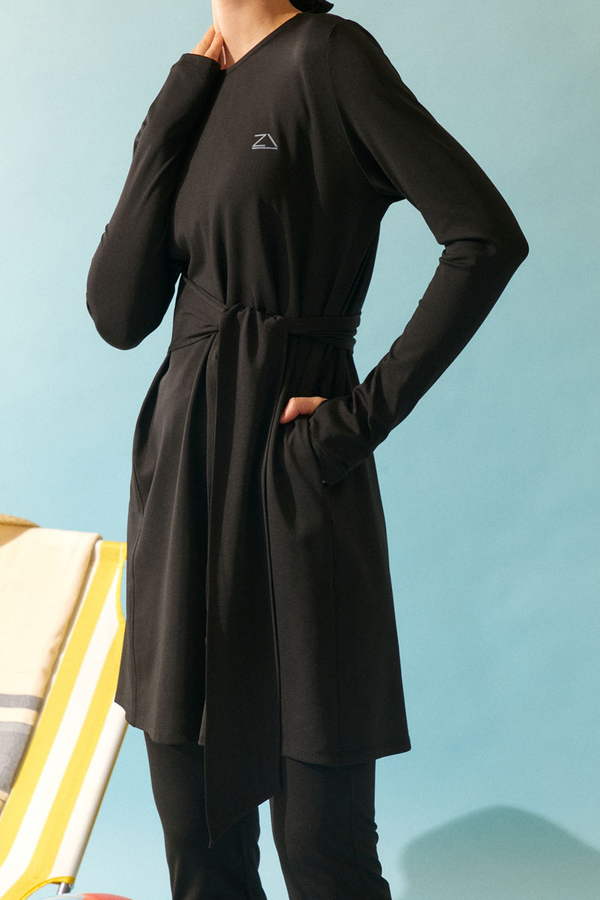 Side Tie Swimsuit Set Black - 5