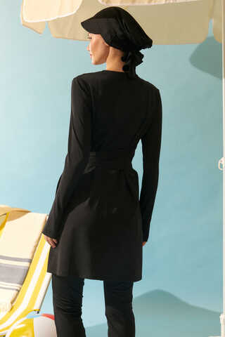 Side Tie Swimsuit Set Black - 12