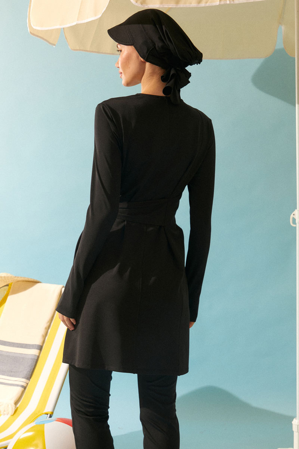 Side Tie Swimsuit Set Black - 12