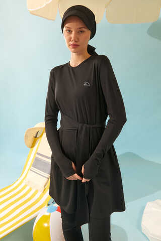 Side Tie Swimsuit Set Black - 9